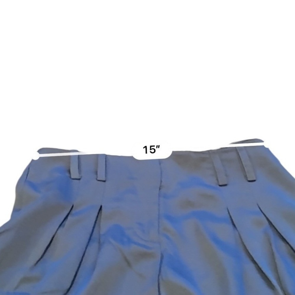NSR Wide Leg Pleated Pants Women Medium Blue Flowing Elegant Palazzo Satin NWT - Picture 6 of 9